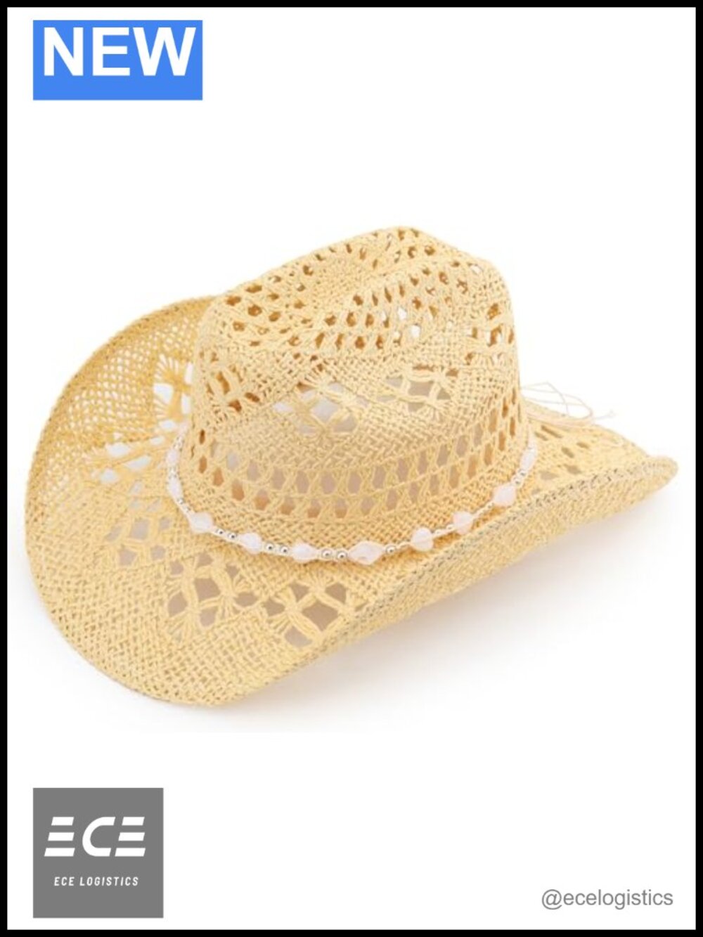 Paper Straw Cowboy Hat 3.5" Wide Shapeable Brim Cattleman Western